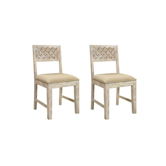 Taran Designs Quincy Solid Wood Dining Chairs (Set of 2) in White