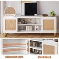 thumbnail image 3 of Homhougo Rattan TV Stand for 65-Inch TV, Modern White Entertainment Center with 2 Cabinets & Adjustable Shelf, Boho Media Console with Storage for Living Room or Bedroom, 3 of 8