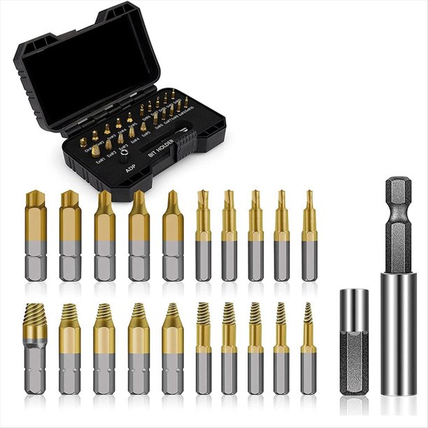Juego de Extractores de Tornillos Dañados de Titanio de 22 Piezas - Rellenos de Medias para Hombres Adultos, Removedor para Tuercas de Tornillos Pelados