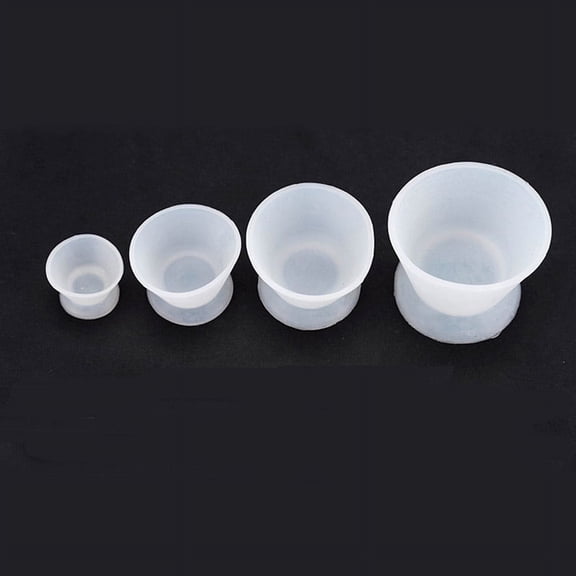 tooloflife 4Pcs Silicone Mixing Bowls Dental Lab Silicone Mixing Cup White Size S-XL