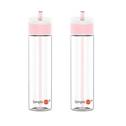 2 PACK Sport Water Bottle with Straw Made by Simple HH| 21oz Sports Beverage Water Bottle with Flip Cap and Straw（Multi-color selection)