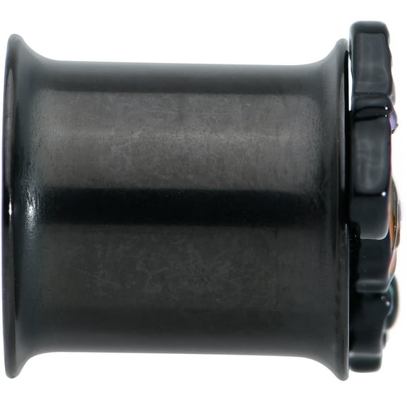 Body Candy 2Pc Black PVD 316L Steel Boo Party 00G Double Flare Tunnel Plug Earring Ear Plug Gauges Set of 2