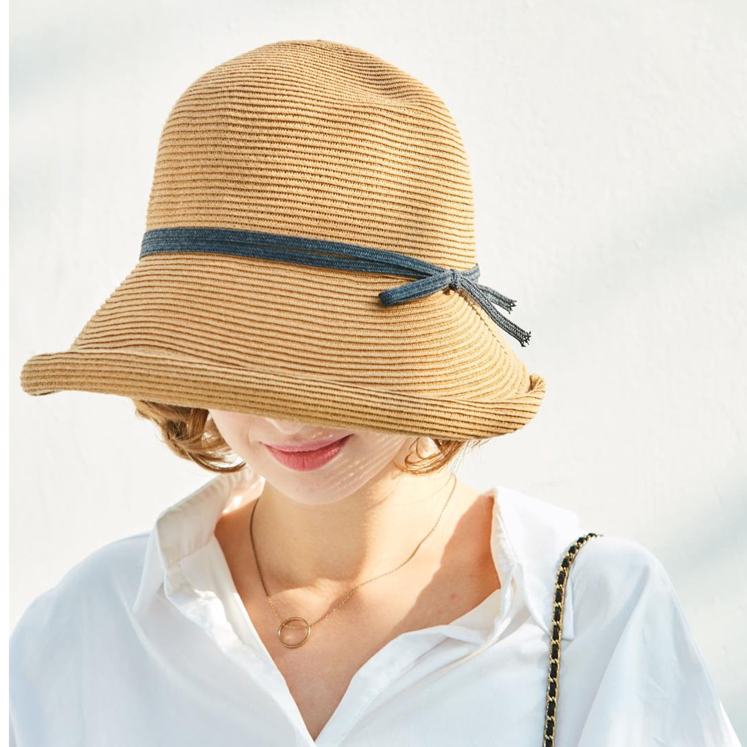 Women Floppy Sun Hat Foldable French Straw Beach Bonnet Cap