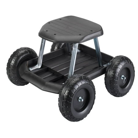 Rolling Garden Cart Scooter With Seat And Utility Tool Storage
