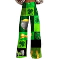 thumbnail image 2 of FAOWME Womens Casual Pants High Waist Wide Leg Straight Fit Comfortable Stylish Soft Trousers With Pockets For Patrick's Day,Green,Xxl, 2 of 4