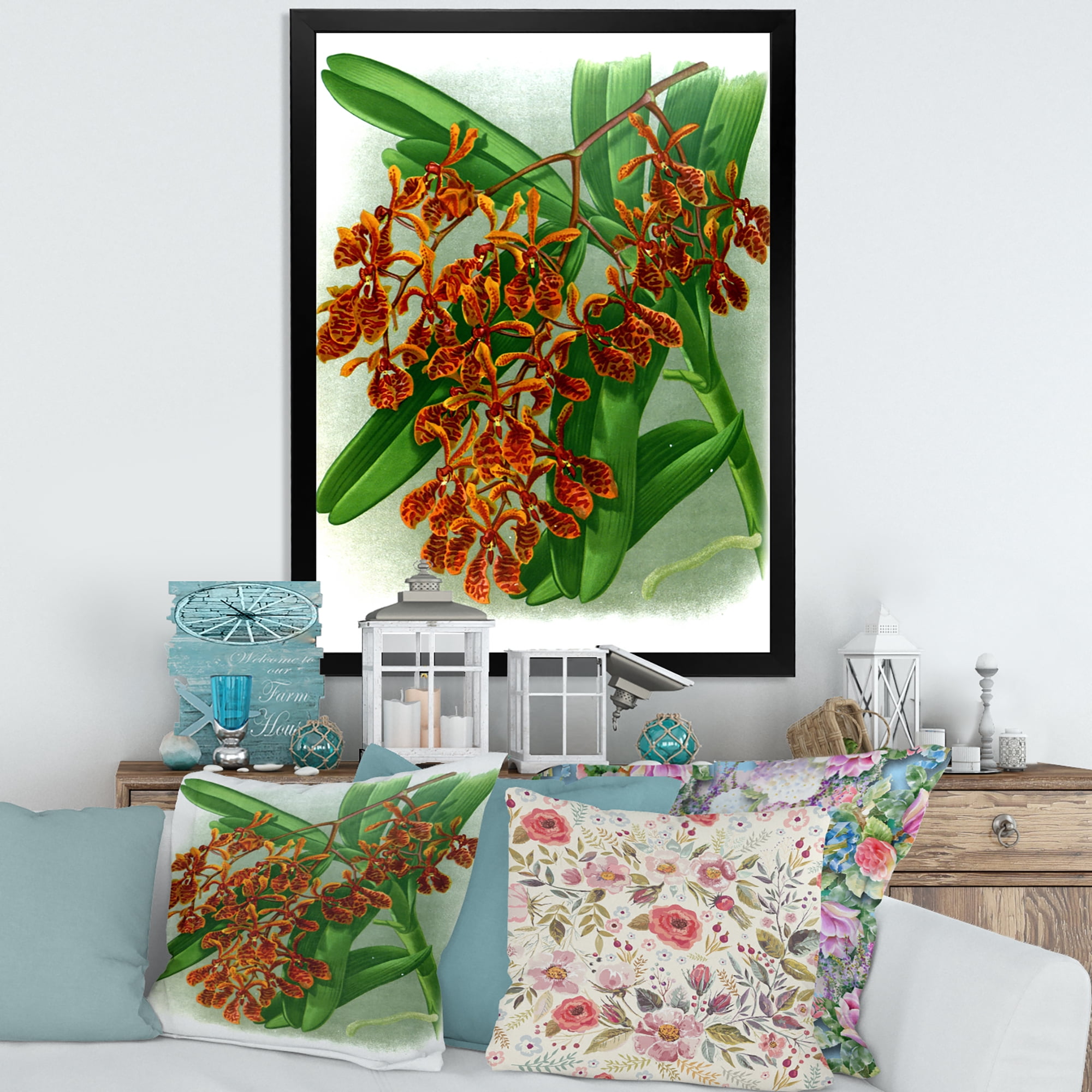 Designart 'Flowers Retro II' Farmhouse Framed Art Print