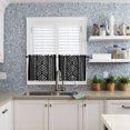thumbnail image 6 of Half Window Curtain 36 Inches Long, Black Boho Geometric Window Treatment Curtain Drapes, Vintage Southwestern Stripes Small Tier Curtains for Bathroom Over Sink, 27.5"x36", 2 Panels, 6 of 7