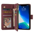 thumbnail image 6 of Dteck Case for Apple iPhone 13 Pro Max 6.1-inch,Luxury Leather Zipper Wallet Kickstand Case Magnetic Buckle Horizontal Flip Cover with 5 Card Slots/Photo Pocket for iPhone 13 Pro Max,Winered, 6 of 8