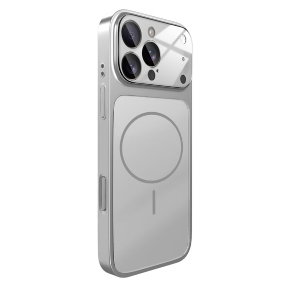 Magnetic For iPhone 16 Pro Phone Case,Compatible with Mag-safe,With Lens Protector,Matte Ultra Slim Skin-feel Rugged Anti-fall Shockproof Protection Thin Fit Phone Case Cover,Silver