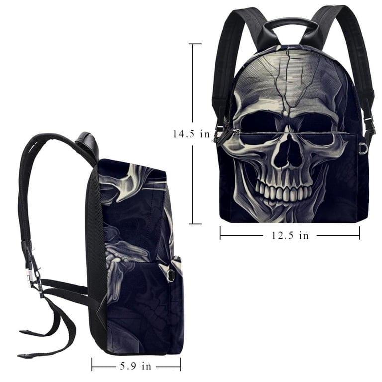 Skull Leather Backpack Travel Bag with Adjustable Shoulder  display picture 2