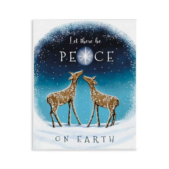 Stupell Industries Peace On Earth Reindeer Holiday Painting Unframed Art Print Wall Art, 11 x 14