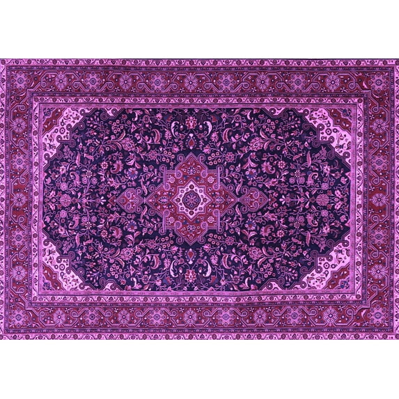 Ahgly Company Indoor Rectangle Medallion Purple Traditional Area Rugs, 6' x 9'