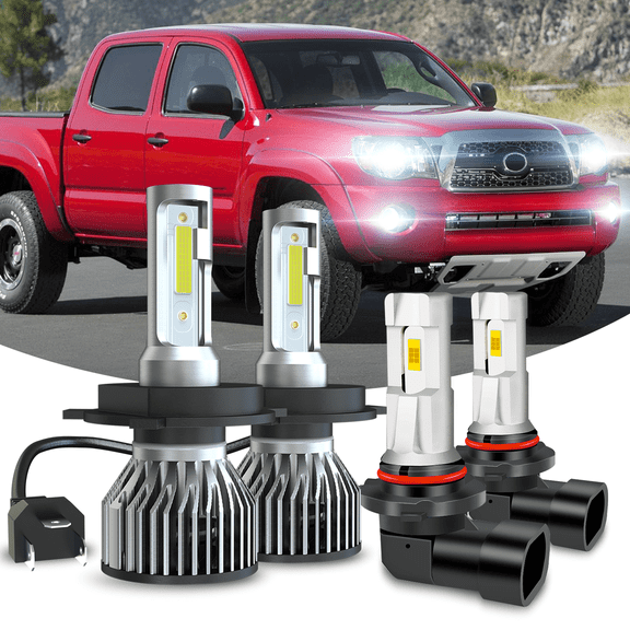 For Toyota Tacoma 2005 2006 2007 2008 2009 2010 2011 LED Headlight Hi/Lo Beam Fog Light 6000K 4X