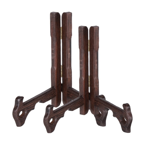 Uxcell 2Pcs Wooden Easel Plate Holder, 5" Small Natural Wood Easels Folding Table Display Stand for Decorative Picture Frame Book Artwork Desktop Ornaments