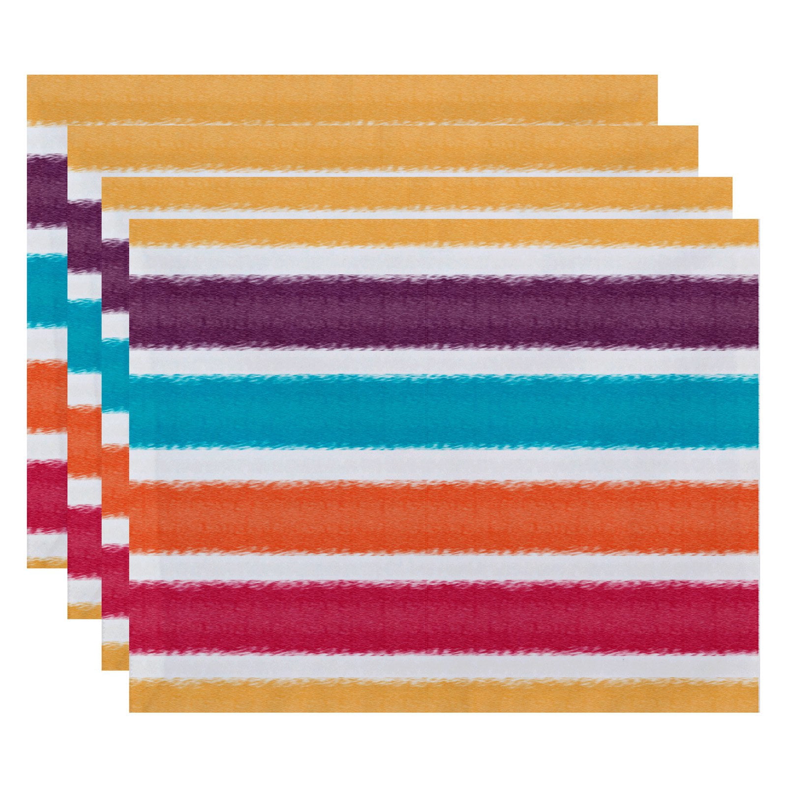 Simply Daisy 18" x 14" Fun in the Sun Stripe Print Placemat, Set of 4