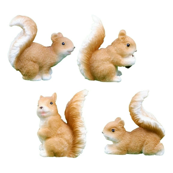 Hemobllo 4Pcs Tiny Brown Resin Squirrel Figures Decorative Garden Accessories