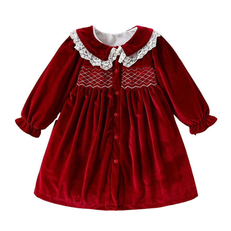 newborn red velvet dress Mayoral-Baby Girls Smocked Layering versatility Bryan red velvet baby dress,red
