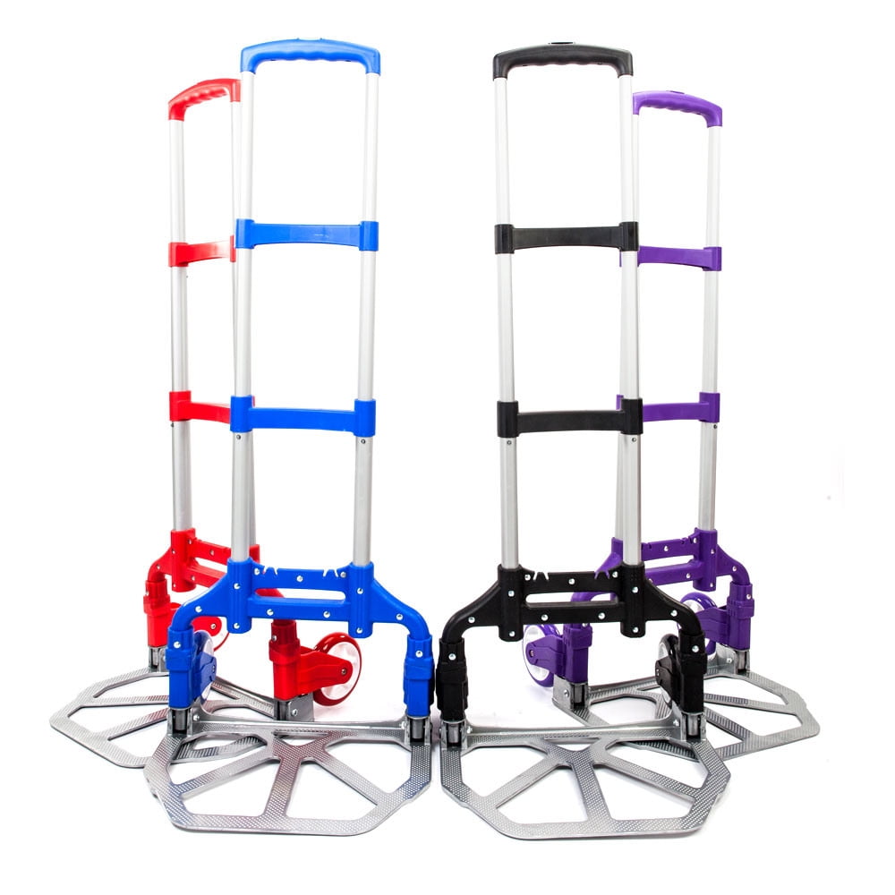 Small Folding Hand Truck Dolly with 2 Wheels, Foldable Luggage Cart, Lightweight Aluminum Collapsible Trolly Portable Dolly for  Home, Auto, Office,Moving Airport Travel Use,Purple