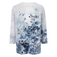 thumbnail image 5 of Cqxid525 Comfort Colors T-Shirts Women's Fashionable Round Neck Casual Floral Print Three Quarter Sleeve T Shirt Blue Xl Summer Tops, 5 of 5