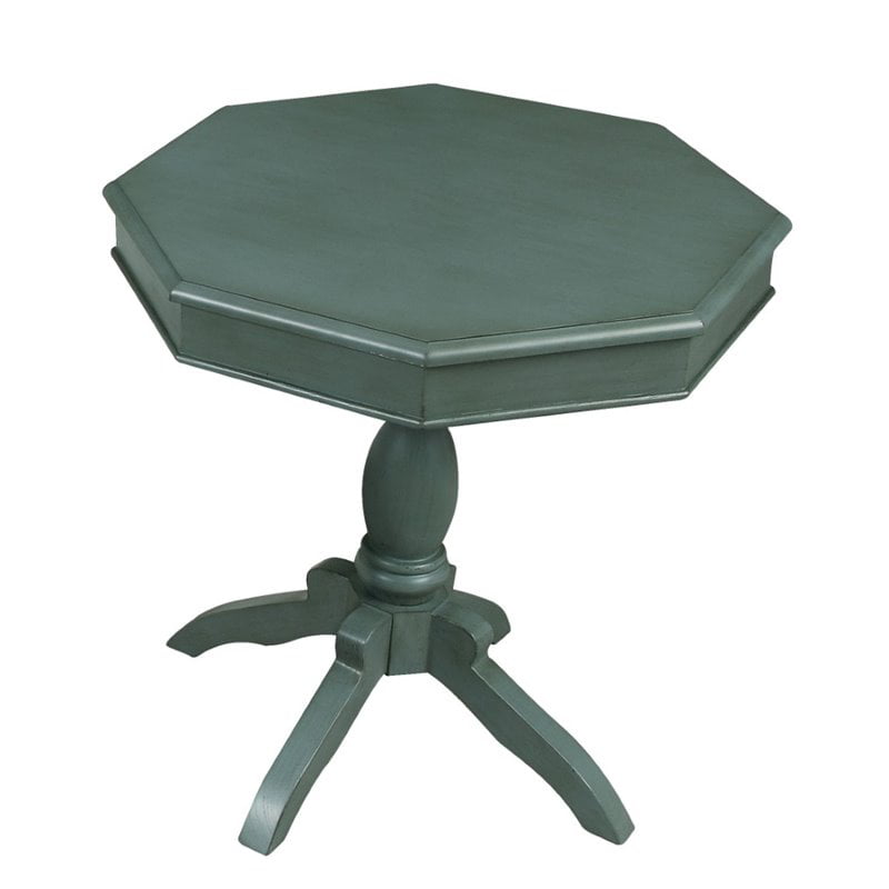 Furniture of America Ehtel Octagon Pedestal Table in Teal 