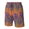 thumbnail image 5 of Kdxio Lavender Flowers Pattern Mens Casual Shorts - Drawstring Summer Beach Sports Shorts for Men, 5 of 9