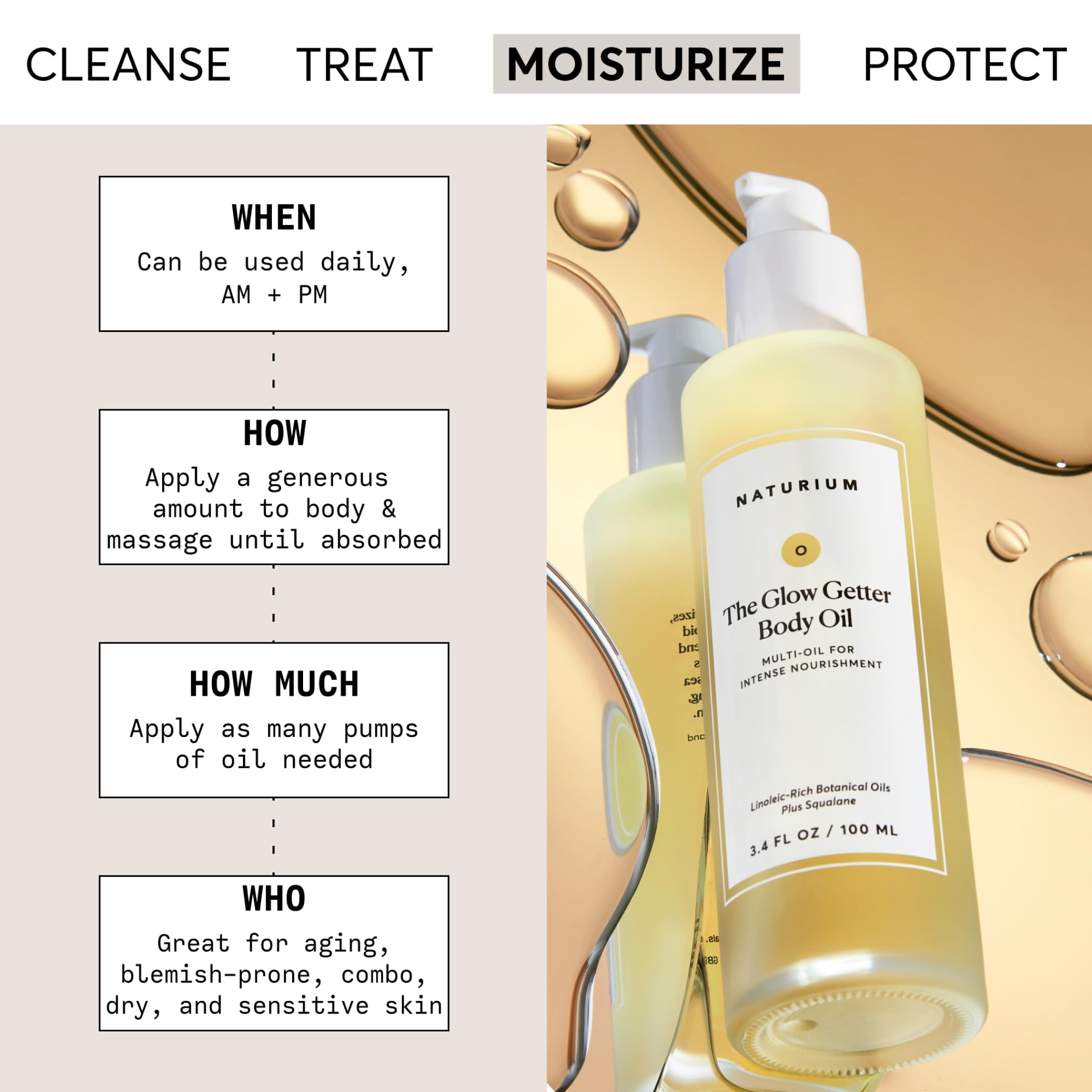 Naturium The Glow Getter Body Oil, Multi-Oil for Intense Nourishment, Hydrating & Moisturizing Formula, 3.4 fl oz