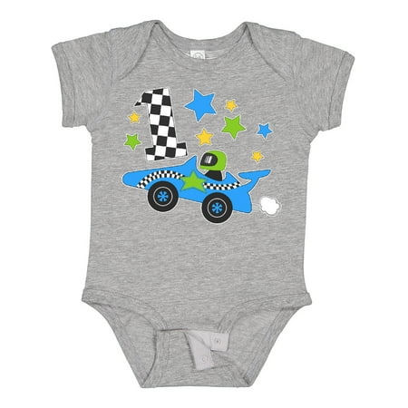 

Inktastic Happy 1st Birthday Blue Racing Car Gift Baby Boy or Baby Girl Bodysuit