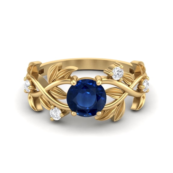 6mm Round Blue Sapphire 925 Sterling Silver Gold Plated Solitaire Women Valentines Day Gift Ring