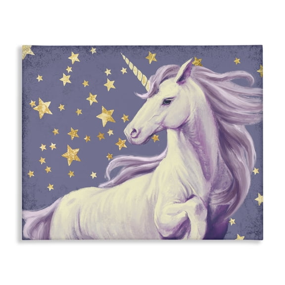 Stupell Industries Eclectic Purple Unicorn in Starry Sky Canvas Art, 20 x 16, by Ziwei Li
