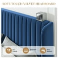 thumbnail image 3 of Sha Cerlin Full Size Upholstered Platform Bed Frame with Velvet Channel Wingback Headboard, Dark Blue, 3 of 9
