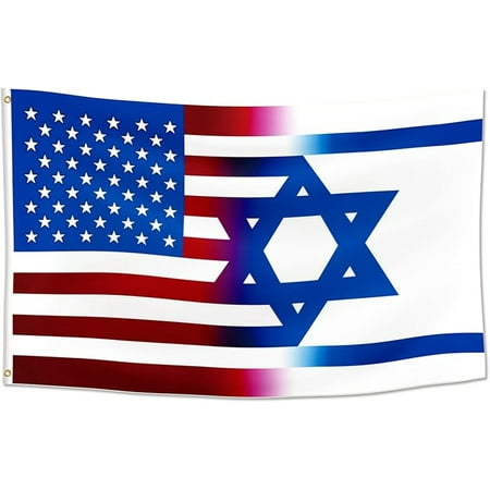 Ethyie American Bandera de Israeli Friendship Flag 3x5FT US Israel Flag Banner for Outdoor Room Decorations Double Sewing Edges and 2 Shiny Brass Grommets 100% Polyester (3x5FT)