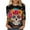 #0285-Multicolor, variant on Halloween Shirts for Women 3/4 Sleeve Crew Neck Skull Pumpkin Witch Graphic Casual Festival Basic Tee for Gift Party Stree t