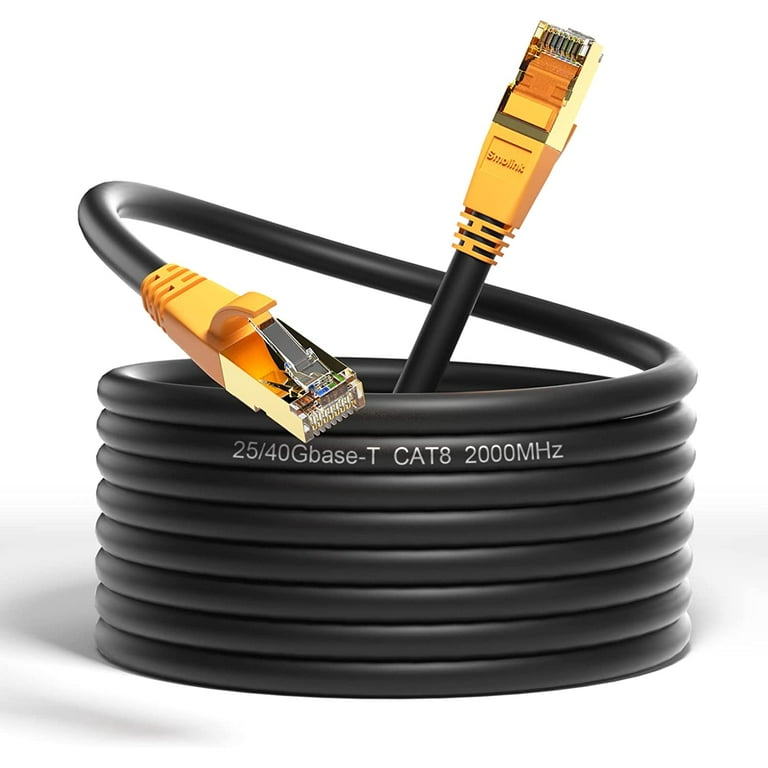 Network Cable, Cat 8 Ethernet Cable 3ft, Faster Than Cat7/Cat6/Cat 6e/Cat5,  Either Ethernet Cable, Double Shielded Gold 