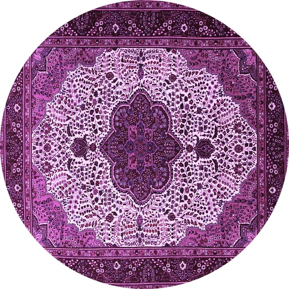 Ahgly Company Indoor Round Medallion Purple Traditional Area Rugs, 5' Round