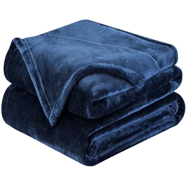 Manta Azul Marino Queen 90"*90" Manta de lana de lujo de 380 G/m², manta de cama ligera difusa cálida supersuave Adepaton WMCH-260