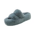 thumbnail image 1 of Women Fuzzy Slippers Breathable Anti Slip with Two Band Comfortable Furry Winter 36, 1 of 8