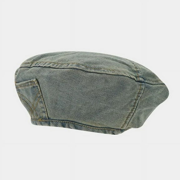 SikaFu Autumn and Winter Solid Denim Buckle Beret Painter Hat Octagonal Hat Women and Girl 08