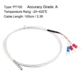 thumbnail image 2 of Sonda de temperatura RTD PT100 con cable de 3 hilos termopar de acero inoxidable 100cm (3.3ft) (Rango de temperatura: -20~420°C), 2 of 4