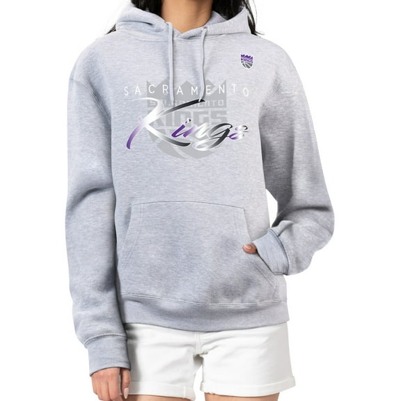 Women's G-III 4Her by Carl Banks Gray Sacramento Kings Shadow Logo Tri-Blend Fleece Hoodie