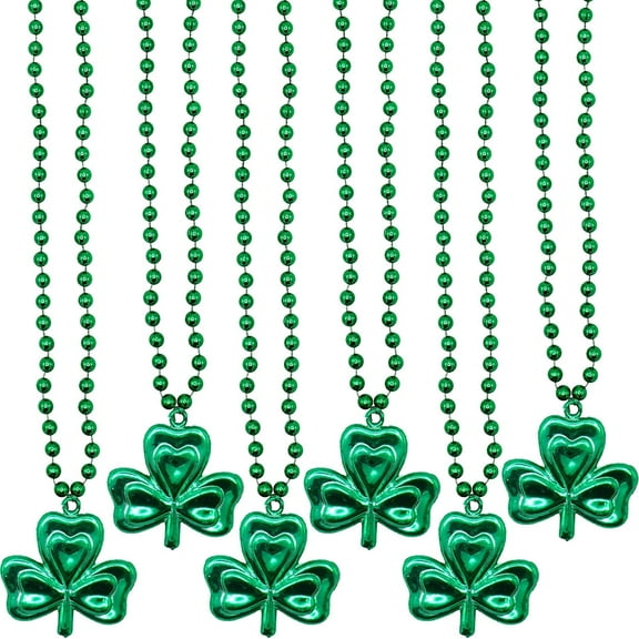 4E's Novelty 24 Shamrock Bead Necklaces - Green St. Patrick's Day Party Favors