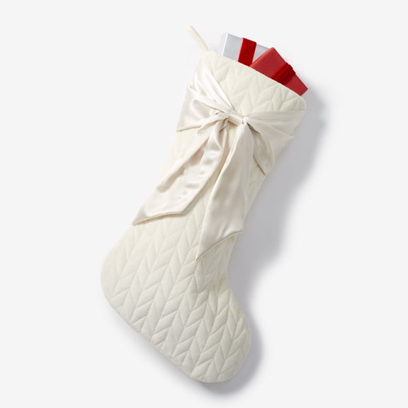 Personalization Mall Holly Jolly Bow Christmas Stocking -Ivory