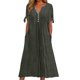 thumbnail image 1 of Vestido largo liso con cuello en V, encaje recortado y volantes para mujer - Poliéster spandex, diseño sexy y elegante, adecuado para fiestas/vacaciones, 1 of 6