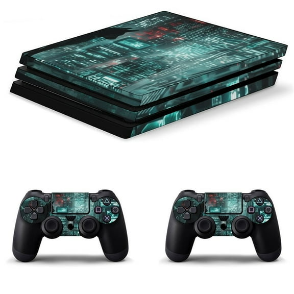 Decal Skin for PS4 Slim / PS4 Pro / PS4, Whole Body Vinyl Sticker Cover for Playstation 4 Console and Controller (Neon City Cat)
