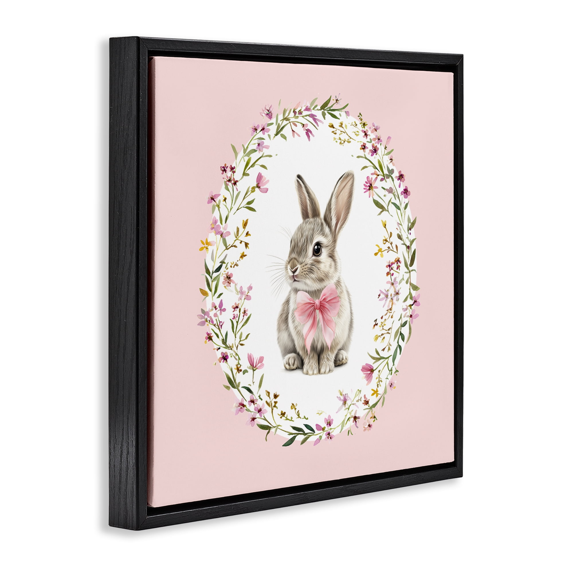 Stupell Industries Blush Pink Bunny Black Framed Floater Canvas Wall Art, design by Christine Simpson Art