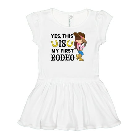 

Inktastic Yes This is My First Rodeo- Cowgirl in Hat and Boots Gift Baby Girl Dress