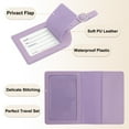 thumbnail image 3 of Juego de funda para pasaporte y etiqueta de equipaje Uxcell, identificador de maleta de cuero PU, morado, 3 of 6