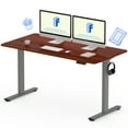 thumbnail image 3 of FLEXISPOT 55"x28" Home Office Height Adjustable Standing Desk with Hooks, Ergonomic Electric 2-Stage Stand Up Computer Desk, Gray and Mahogany, 3 of 8