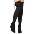 thumbnail image 2 of New Women Breckelles Vanesa-36 Faux Suede Thigh High Drawstring Chunky Heel Boot, 2 of 3