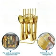 thumbnail image 4 of 24 Piece Gold Flatware Cutlery Set With Stand Include Knife Fork Spoon,Hanging Stainless Steel Utensils Set Service for 6,Dishwasher Safe, 4 of 6