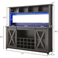 thumbnail image 2 of ANPOO 63"W Farmhouse Coffee Bar Cabinet with Power Outlet and LED Light, 58"H Wine Bar Cabinet with 4 Tier Storage Hutch, Kitchen Buffet Cabinet with 15 Wine and Glass Racks for Kitchen Dining Room, 2 of 8